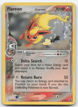 Flareon 5 Moderately Played 113 Delta Species Pokemon Card TCG - Image 1