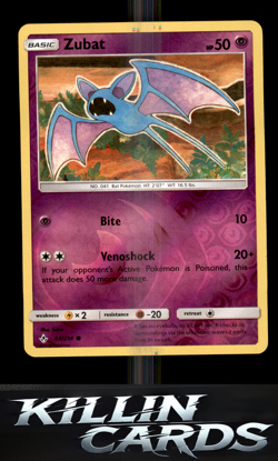 Reverse Holofoil Zubat 64/214 Pokemon Common SM - Unbroken Bonds Card NM - Image 1