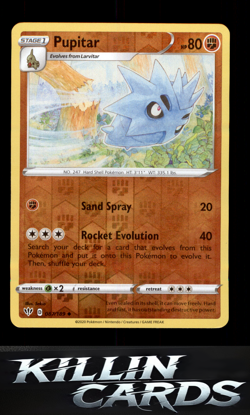 Reverse Holofoil Pupitar 087/189 Pokemon Uncommon SWSH03: Darkness Ablaze Card N - Image 1