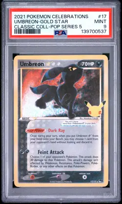 PSA 9 - Umbreon Gold Star 17/17 SWSH Celebrations Classic Coll x537 - Pokemon - Image 1