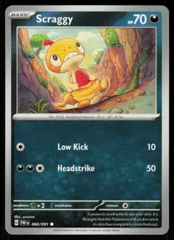 Scraggy 060/091 Common Paldean Fates Pokemon Near Mint - Image 1