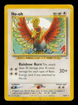 Pokemon Card Ho-oh 18/64 Neo Revelation Unlimited Rare Vintage HP 2000 - Image 1