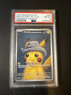 2023 POKEMON SVP EN-SV BLACK STAR PROMO #085 PIKACHU WITH GREY FELT HAT PSA 8 - Image 1