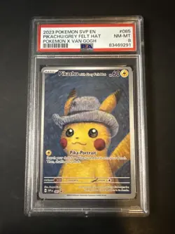 2023 POKEMON SVP EN-SV BLACK STAR PROMO #085 PIKACHU WITH GREY FELT HAT PSA 8 - Image 3