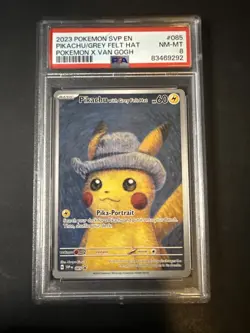2023 POKEMON SVP EN-SV BLACK STAR PROMO #085 PIKACHU WITH GREY FELT HAT PSA 8 - Image 4