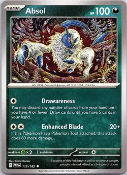 Absol Paradox Rift 113/182 Uncommon Pokemon Near Mint Pokemon Card - Image 1
