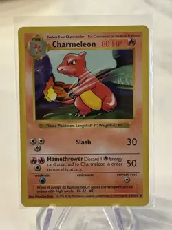 Charmeleon 24/102 Uncommon Base Set Shadowless Pokemon Unlimited LP/NM - Image 1