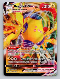 Regieleki VMAX 058/195 Holo VMAX Rare Silver Tempest Pokemon Near Mint - Image 1