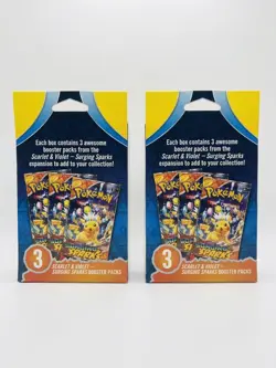 2x Pokemon Scarlet & Violet Surging Sparks Hanger Box 3 Booster Packs New Sealed - Image 2