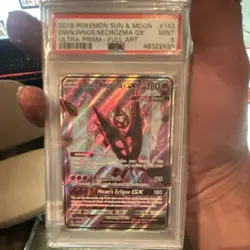 Pokemon TCG Dawn Wings Necrozma GX 143/156 Ultra Prism Full Art Holo PSA 9 - Image 1