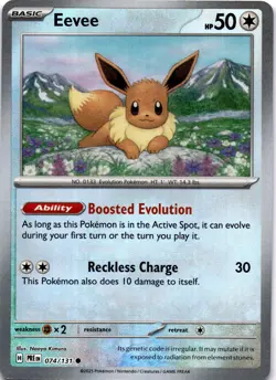 Pokemon Eevee 074/131 Prismatic Evolutions Pokeball Reverse Holo Common NM - Image 1