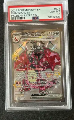 Pokemon Card PSA 10 Charizard ex SVP 074 Promo Paldean Fates FA Shiny 2024 - Image 1