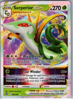 Serperior VSTAR 008/195 SWSH12: Silver Tempest - Pokemon Card - NM - Image 1