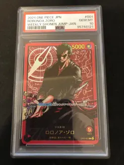 PSA 10 Zoro OP01-001 L Weekly Shonen Jump 2024 Japanese Promo One Piece Card - Image 1