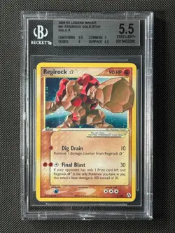 BGS 5.5 Regirock 91/92 Gold Star Pokemon Card EX Legend Maker Holo EXCELLENT+ - Image 1