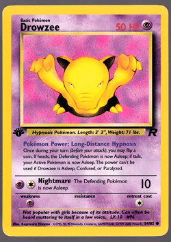 Drowzee 1st Edition 54/82 Team Rocket 2000 Pokemon TCG Card NM - Image 1