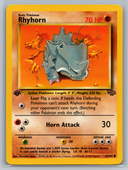 Pokemon TCG Jungle #61/64 Rhyhorn 1st Edition LP - Image 1