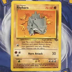 Pokemon TCG Rhyhorn 61/64 Jungle Common Unlimited Regular English 1999 70HP - Image 1