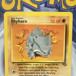 Pokemon TCG Rhyhorn 61/64 Jungle Common Unlimited Regular English 1999 70HP - Image 2