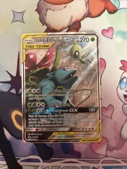 Pokemon TCG Celebi & Venusaur GX Tag Team SM167 Black Star Promo, Sun & Moon - Image 1
