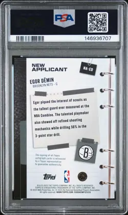 2025 TOPPS NEW APPLICANT AUTOS #NA-ED EGOR DEMIN PSA 8 AUTO 10 - Image 2