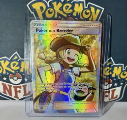 Pokemon Breeder 73/73 Shining Legends Holo Full Art Trainer Pokemon TCG Card NM - Image 1
