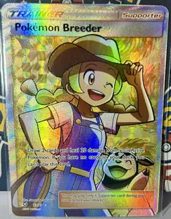 Pokemon Breeder 73/73 Shining Legends Holo Full Art Trainer Pokemon TCG Card NM - Image 3