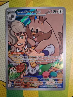 Pokemon TCG Arven's Greedent Holo Card 205/182 Sv10: Destined Rivals - Image 1