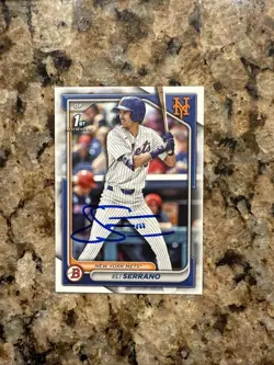 2024 Eli Serrano Hand Signed Auto Bowman 1st Rookie Card New York Mets #BD-163 - Image 1