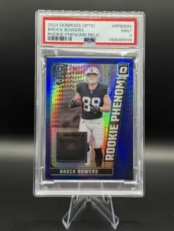 Panini Donruss Optic 2024 Brock Bowers Blue Hyper Prizm #RPB-BBS PSA 9 - Image 1