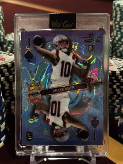 Drake Maye 1/1 Blue Mirror (RC) - 2024 Wild Card 5 Card Draw Stacked Deck - Image 1