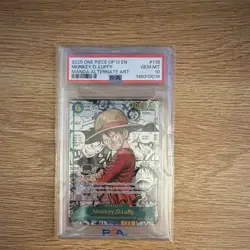 Bandai PSA 10 2025 One Piece OP13 EN Monkey D. Luffy #118 Manga Alt Art. - Image 1