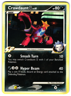 Crawdaunt G Lv. 61 - 23/147 - 2009 Rare Supreme Victors Pokemon Card LP - Image 1
