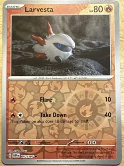 Larvesta - 040/197 - Reverse Holo - Obsidian Flames - Mint - Pokemon Card - Image 1