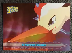 Topps Pokemon The Movie 2000 MOLTRES A NARROW ESCAPE SILVER FOIL CARD #53 Blue - Image 1