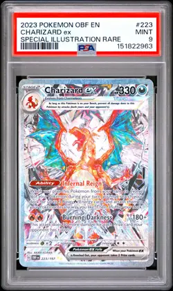 2023 POKEMON OBF EN-OBSIDIAN FLAMES SPECIAL ILLUSTRATION RARE CHARIZARD EX PSA 9 - Image 1