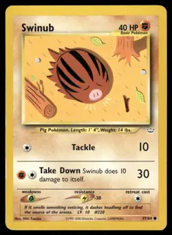 Pokemon Cards Swinub 57/64 Neo Revelation Common NM - Image 1