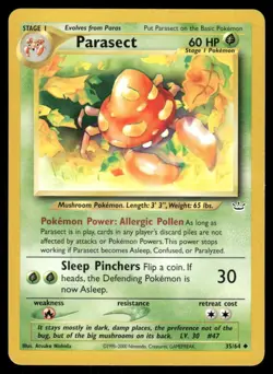 Pokemon Cards Parasect 35/64 Unlimited Neo Revelation Uncommon MP - Image 1