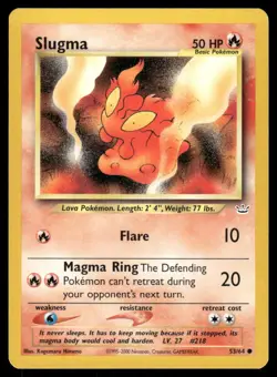 Pokemon Cards Slugma 53/64 Unlimited Neo Revelation Common NM - Image 1