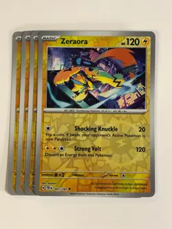 Pokemon TCG Temporal Forces 4x Playset Reverse Holographic Zeraora 057/162 - Image 1