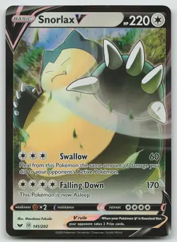 Pokemon Snorlax V 141/202 Sword & Shield V Rare Holo NM - Image 1