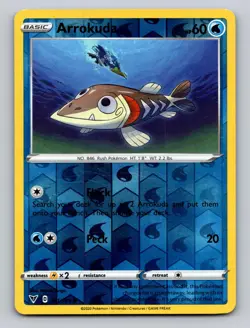 Arrokuda 041/185 Common Vivid Voltage Pokemon Reverse Holo LP - Image 1