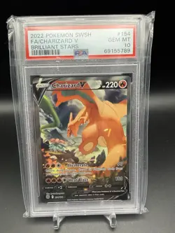 2022 Pokemon CHARIZARD V #154/172 Brilliant Stars Ultra Rare English PSA 10 - Image 1