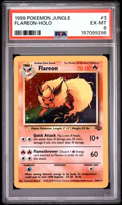 1999 Pokemon Jungle #3 Flareon-Holo PSA 6 - Image 1