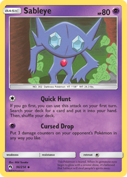 Sableye 96/214 Uncommon | Lost Thunder | Pokemon Card - Image 1