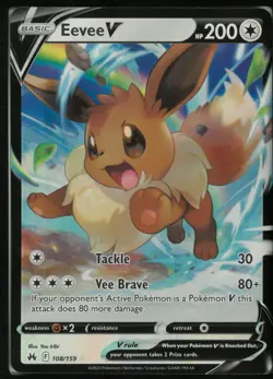 Eevee V 108/159 Holo V Rare Crown Zenith Pokemon Holo Near Mint - Image 1