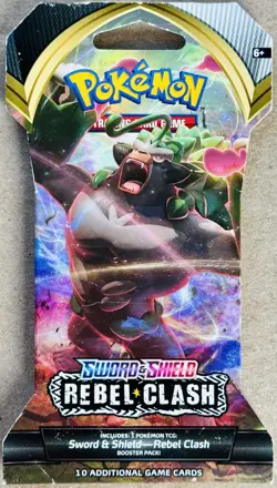 POKEMON SWSH REBEL CLASH SLEEVED BOOSTER PACK NEW FACTORY SEALED RILLABOOM - Image 1
