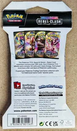POKEMON SWSH REBEL CLASH SLEEVED BOOSTER PACK NEW FACTORY SEALED RILLABOOM - Image 2
