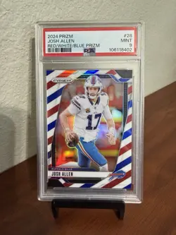 Panini 2024 Prizm Josh Allen Red/White/Blue Prizm #28 Bills PSA 9 - Image 1