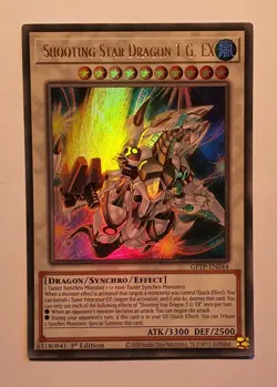 Yugioh GFTP-EN044 Shooting Star Dragon T.G. EX Ultra Rare 1st Edition NM - Image 1